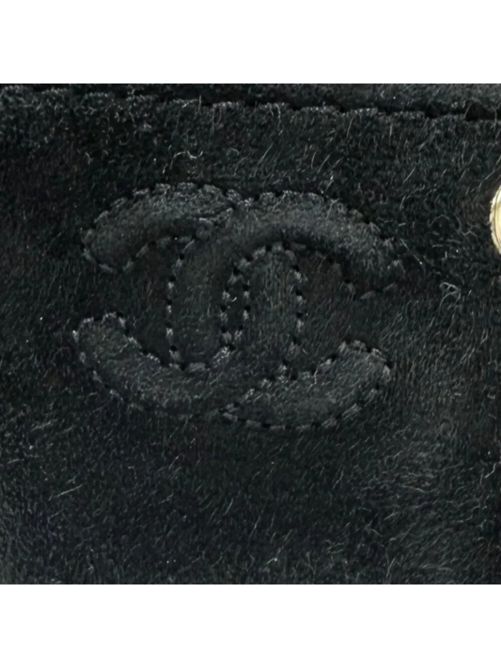 Chanel CC Logo Embroidery Shearling Boots Ankle Black
